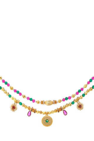 Ketting Verguld met Geelgoud Sherazad - Hematieten, agaten en zirkonia’s