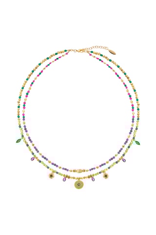 Ketting Verguld met Geelgoud Sherazad - Hematieten, agaten en zirkonia’s