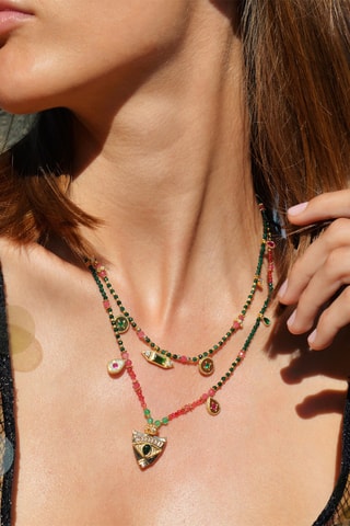 Ketting Verguld met Geelgoud Solitta - Zirkonia’s en Agaten