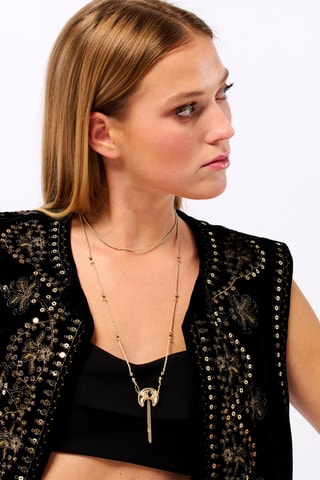 Lange Ketting Verguld met Geelgoud Veyla - Hematieten en Zirkonia's