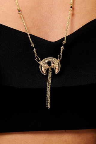 Lange Ketting Verguld met Geelgoud Veyla - Hematieten en Zirkonia's