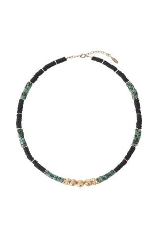 Ketting Verguld met Geelgoud Vinze - Hematieten, Onyx en Zirkonia’s