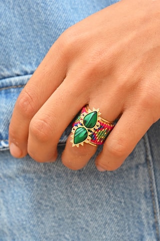 Ring Verguld met Geelgoud Viva - Malachieten