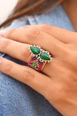 Ring Verguld met Geelgoud Viva - Malachieten