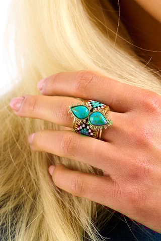 Ring Verguld met Geelgoud Viva - Turkooizen