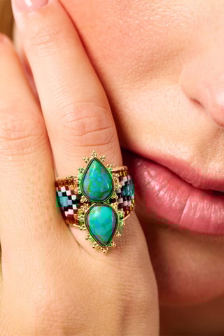 Ring Verguld met Geelgoud Viva - Turkooizen