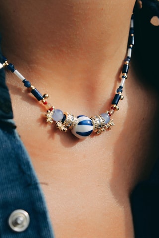 Ketting Verguld met Geelgoud Yumi - Sodalieten en Keramiek