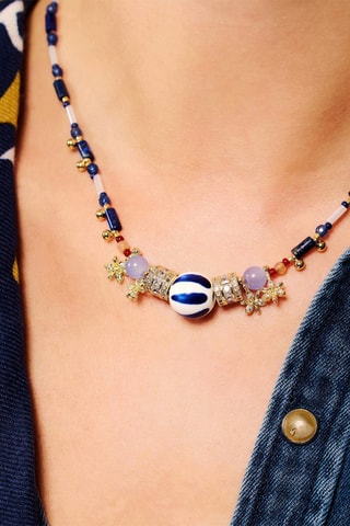 Ketting Verguld met Geelgoud Yumi - Sodalieten en Keramiek