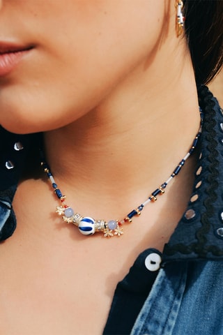 Ketting Verguld met Geelgoud Yumi - Sodalieten en Keramiek