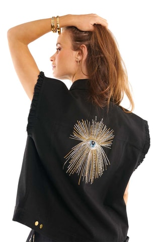 Mouwloos Spijkerjasje Alma - Zwart