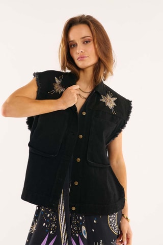 Mouwloos Spijkerjasje Alma - Zwart