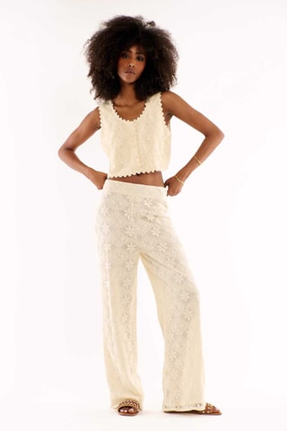 Rechte Kanten Broek Hoge Taille Kayle- Ecru