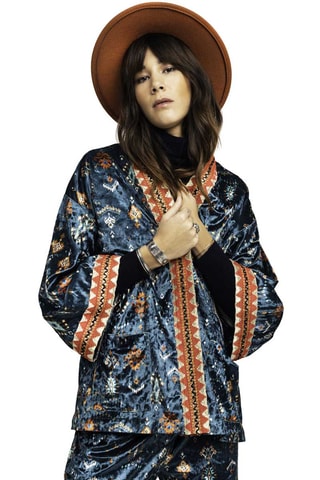 Velours Kimono Josepha - Pauwblauw