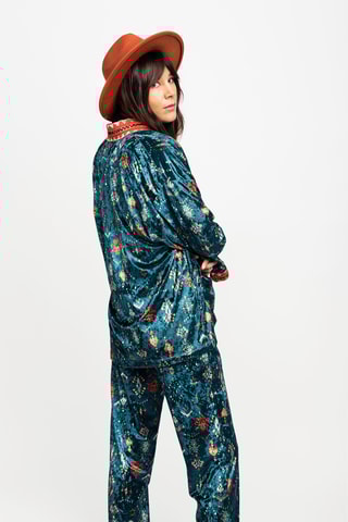 Velours Kimono Josepha - Pauwblauw