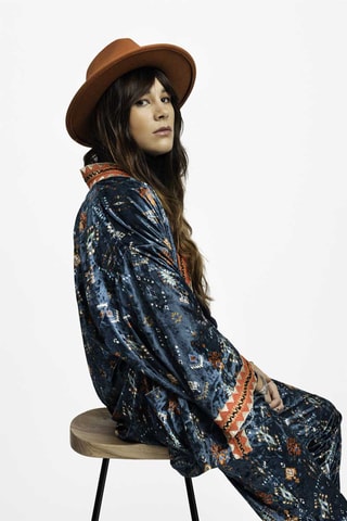 Velours Kimono Josepha - Pauwblauw