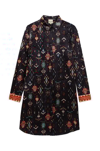 Velours Blouse-jurk Rosaria - Zwart