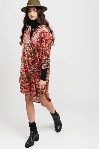 Velours Blouse-jurk Rosaria - Rood 