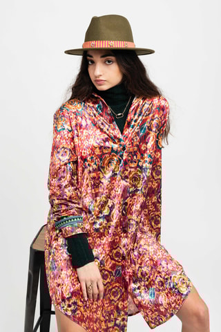 Velours Blouse-jurk Rosaria - Rood 