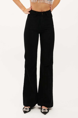 Velours Flare Broek Hoge Taille Victoria - Zwart