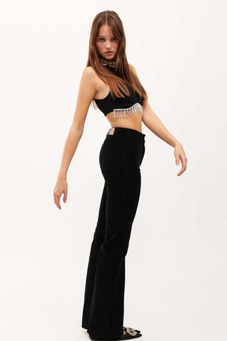 Velours Flare Broek Hoge Taille Victoria - Zwart