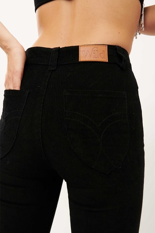 Velours Flare Broek Hoge Taille Victoria - Zwart