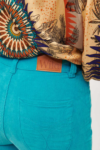 Velours Flare Broek Hoge Taille Victoria - Turquoise