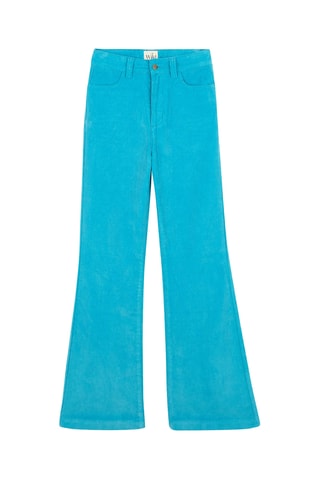 Velours Flare Broek Hoge Taille Victoria - Turquoise