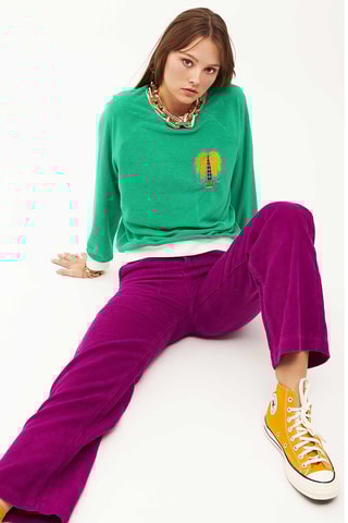 Rechte Velours Broek William - Fuchsia