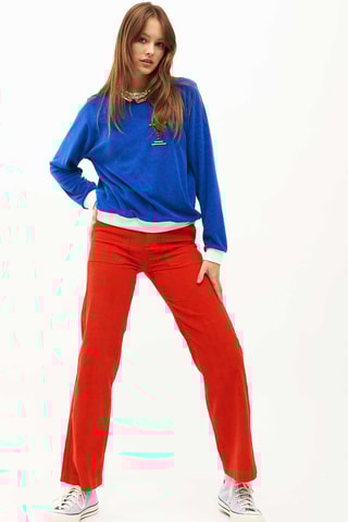 Rechte Velours Broek William - Rood