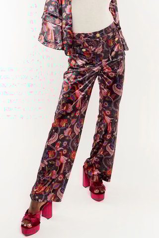 Rechte Velours Broek Hoge Taille Calista - Zwart