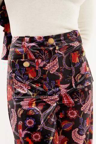 Rechte Velours Broek Hoge Taille Calista - Zwart