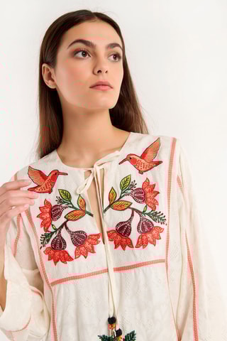 Rechte Jurk Fara - Ecru