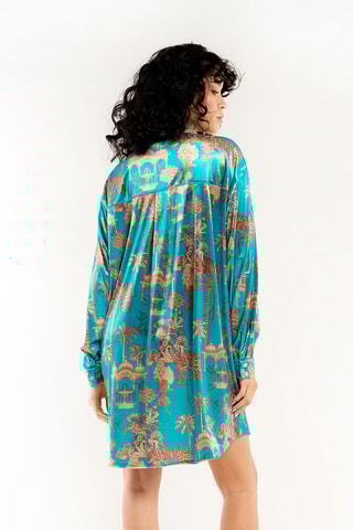 Velours Blouse-jurk Jaya - Turquoise