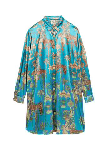 Velours Blouse-jurk Jaya - Turquoise