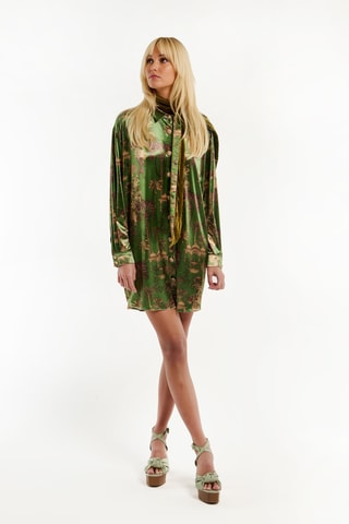 Velours Blouse-jurk Jaya - Olijfgroen