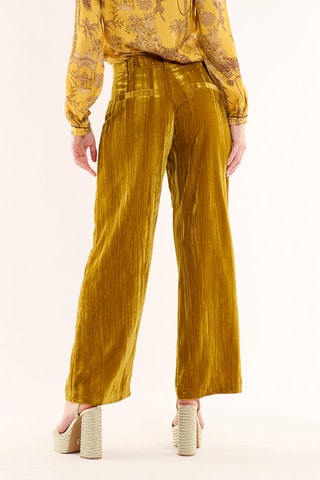 Rechte Velours Broek Hoge Taille Koffi - Mosterdgeel