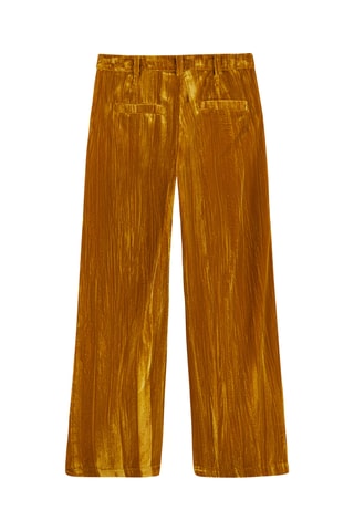 Rechte Velours Broek Hoge Taille Koffi - Mosterdgeel