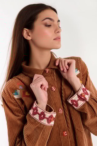 Rechte Velours Jurk Madi - Bruin