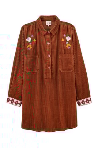 Rechte Velours Jurk Madi - Bruin