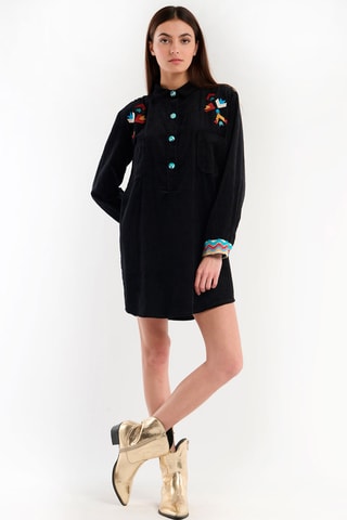 Rechte Velours Jurk Madi - Zwart