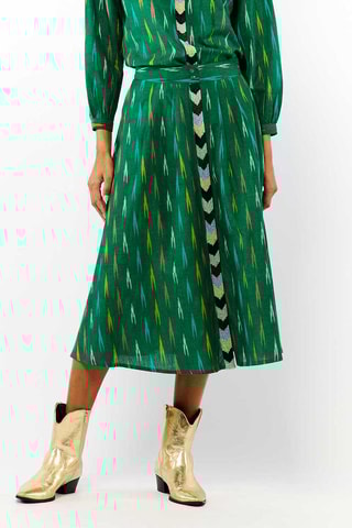 Midi-jurk Hoge Taille Abbie - Donkergroen