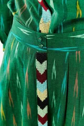 Midi-jurk Hoge Taille Abbie - Donkergroen