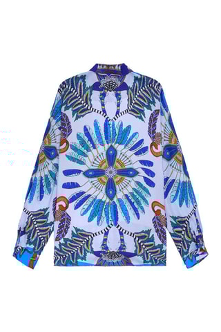 Oversized Blouse Bonaventure - Wit en Turquoise