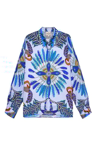 Oversized Blouse Bonaventure - Wit en Turquoise