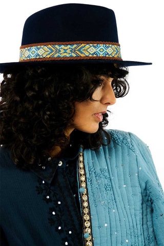 Wollen Fedorahoed Tanaka - Marineblauw