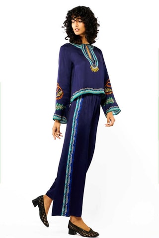 Rechte Broek Hoge Taille Tina - Blauw 