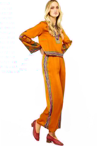 Rechte Broek Hoge Taille Tina - Oranje 
