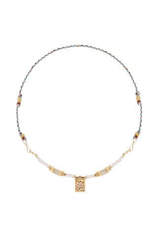 Lange Ketting Verguld met Geelgoud Chamane - Jadestenen en Jaspis