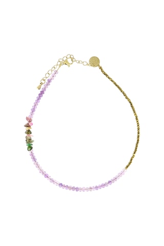 Bracelet de cheville Ambre - Améthystes, tourmalines et hématites