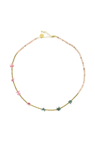 Collier Jade - Rhodonites, émeraudes, tourmalines et hématites